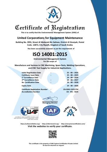 ISO 14001 certificate