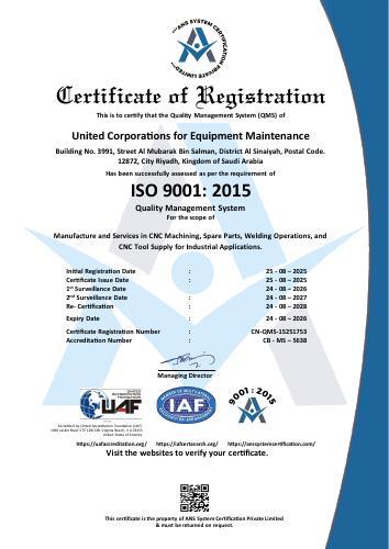 ISO 9001 certificate